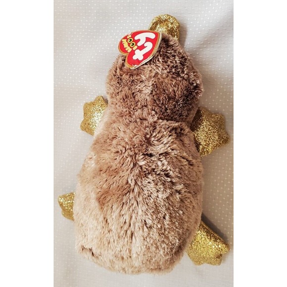 2018 TY Beanie Boos 100% TYSILK Perry Platypus Gold Glitter Beek & Feet with Tag - Picture 5 of 13